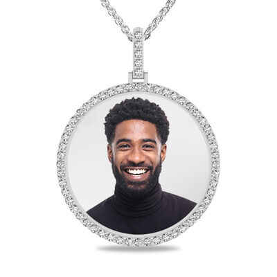 Lab Grown Diamond Bar 1 1/4ctw Round Pendant in 10K White Gold